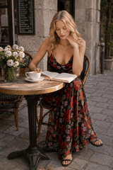 Printed V Neck Slim Fit Vacation Dress
