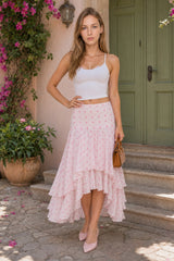 Polka Dot Ruffle Asymmetric Skirt