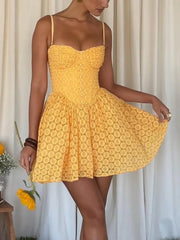 Vintage Lace Sexy Strappy Mini Dress