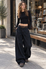 Structured Tailored Wide-Leg Cargo Pants