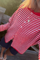 Stripe Roll Edge Button Casual Cardigan