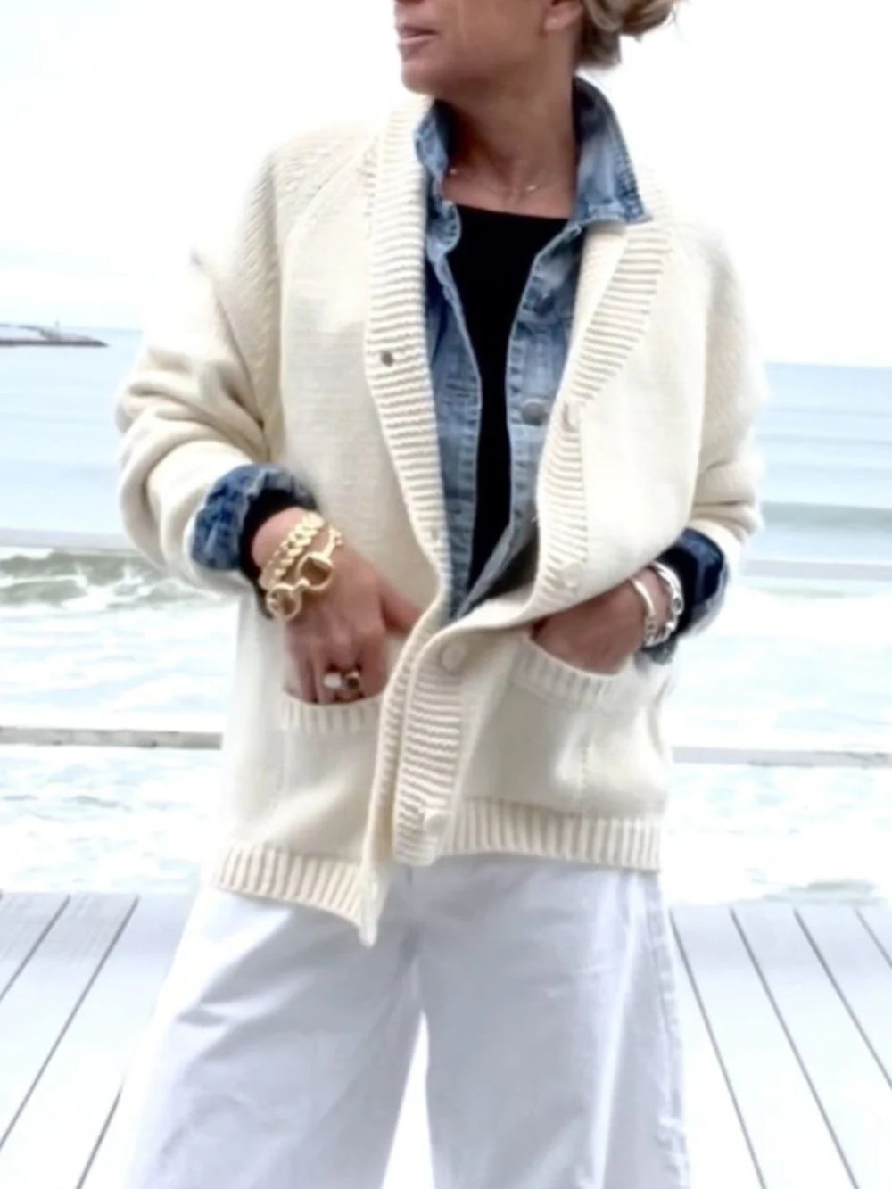 Lobster Graphic Cardigan Sweater