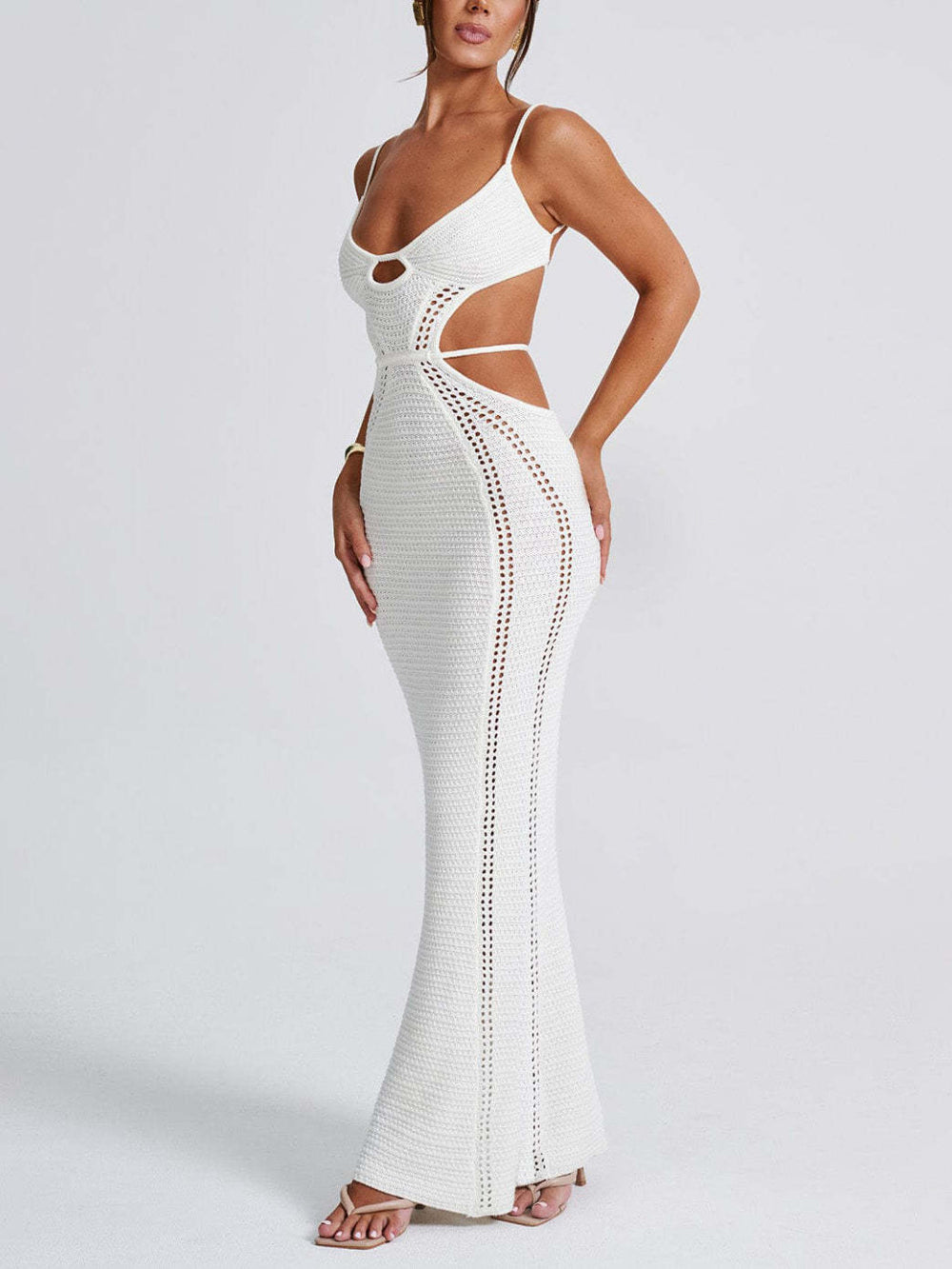 Backless Wrap Chest Midi Dress