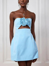 3D Flower Strapless Mini Dress