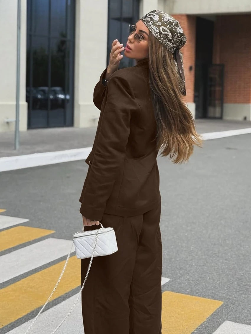 Cotton Blazer and Pants Set Women