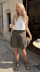 High Waist Utility Wide Leg Loose Fit Shorts