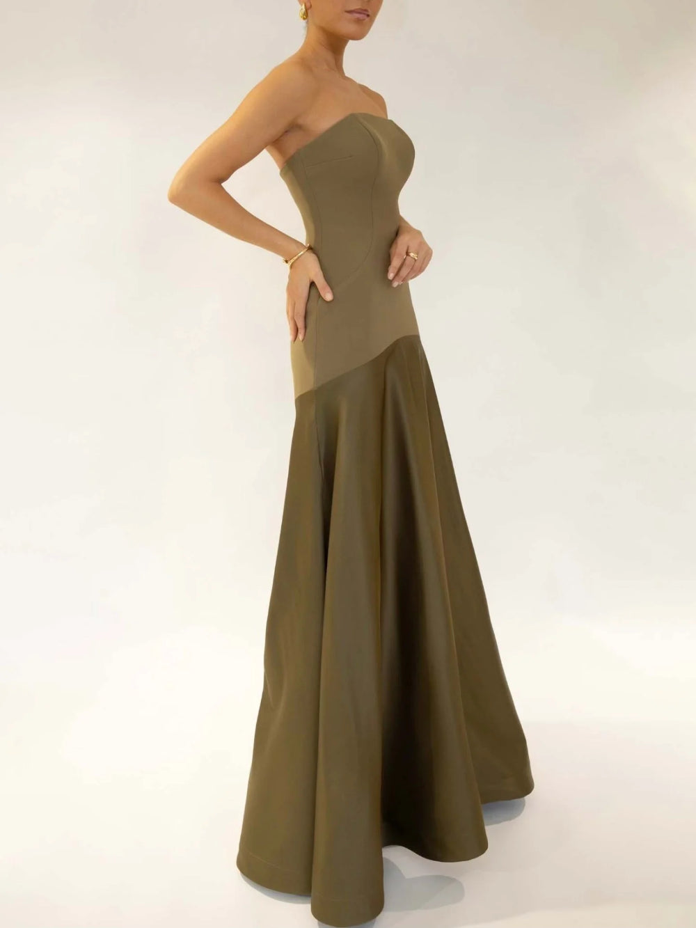Strapless Sleeveless Fitted Solid Dress