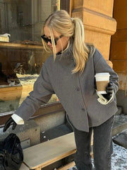 Solid Stand Collar Coat