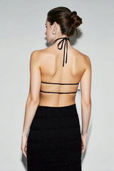Open Back Ruched Stripe Tie Ruffle Maxi Vacation Dress