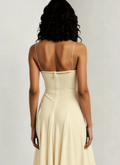 3D Flower Deep V Patchwork Spaghetti Strap Romantic Midi Dress