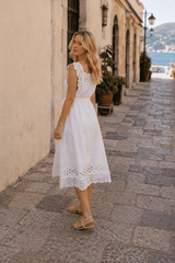 Linen Embroidered Tank Vacation Dress