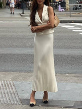 Suit Collar Vest Pleated Skirt Set
