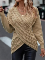 V-Neck Solid Color Knitted Pullover