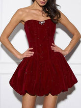 Tube Top Ruffled Hem Slim Mini Dress