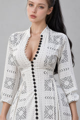 Casual Stand Collar Button Maxi Dress