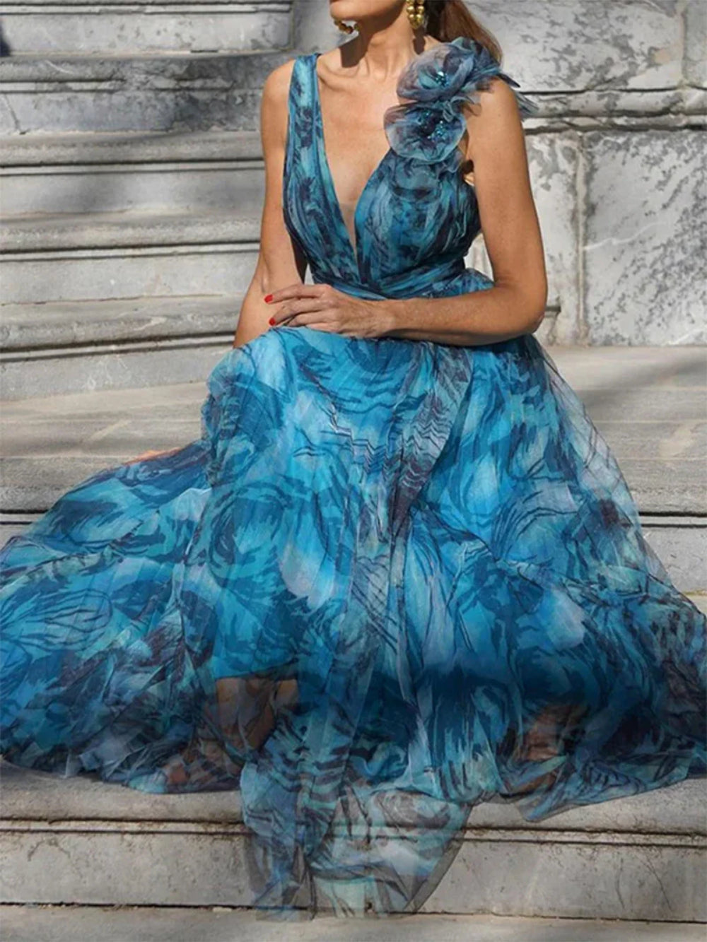 Floral Lolita Flared Print Dress
