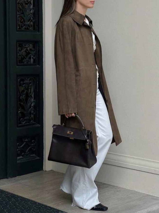 Suede Belted Trench Coat