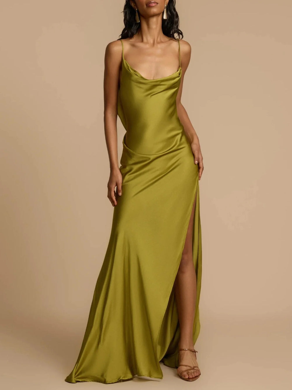 Cami Slit Casual Loose Satin Dress