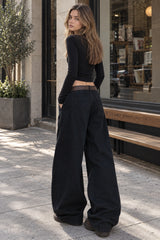 Structured Tailored Wide-Leg Cargo Pants