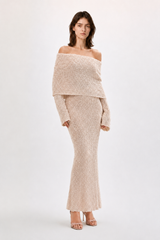 Off Shoulder One Shoulder Knit Sweater Dress