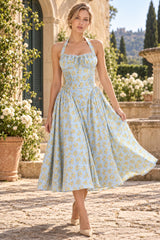 Adabella Cotton Stylish Halter Midi Sundress