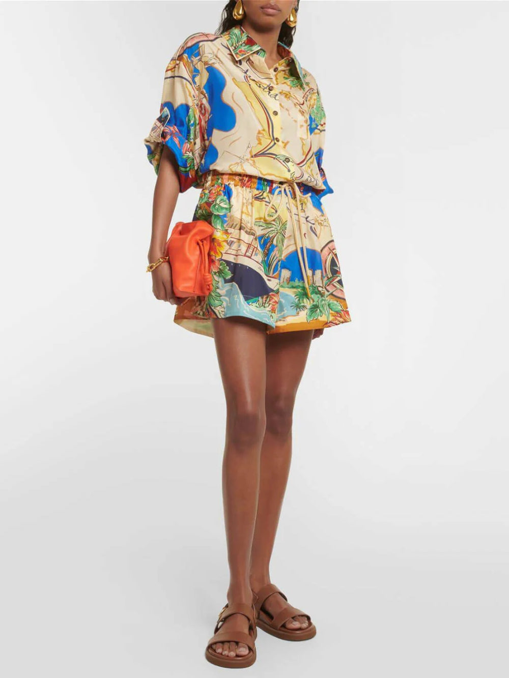 Printed Waist Shorts Set