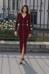 Long Sleeve Button Sweater Dress