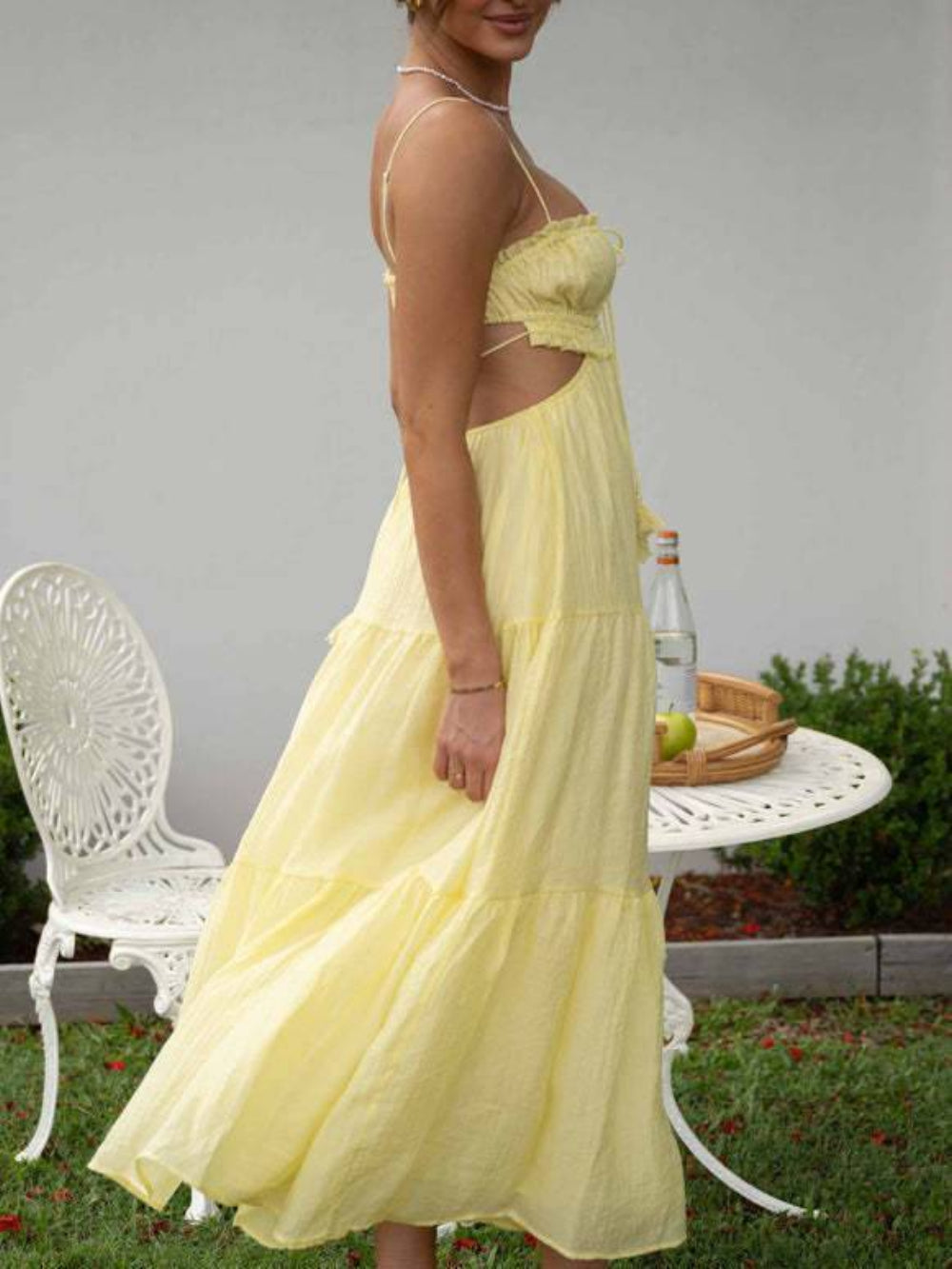 V-Neck Sleeveless Colorblock A-Line Maxi Dress