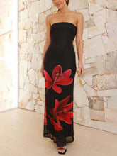 Strapless Backless Hot Girl Print Maxi Dress