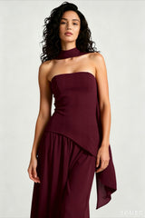 Solid Bustier High Slit Formal Dress