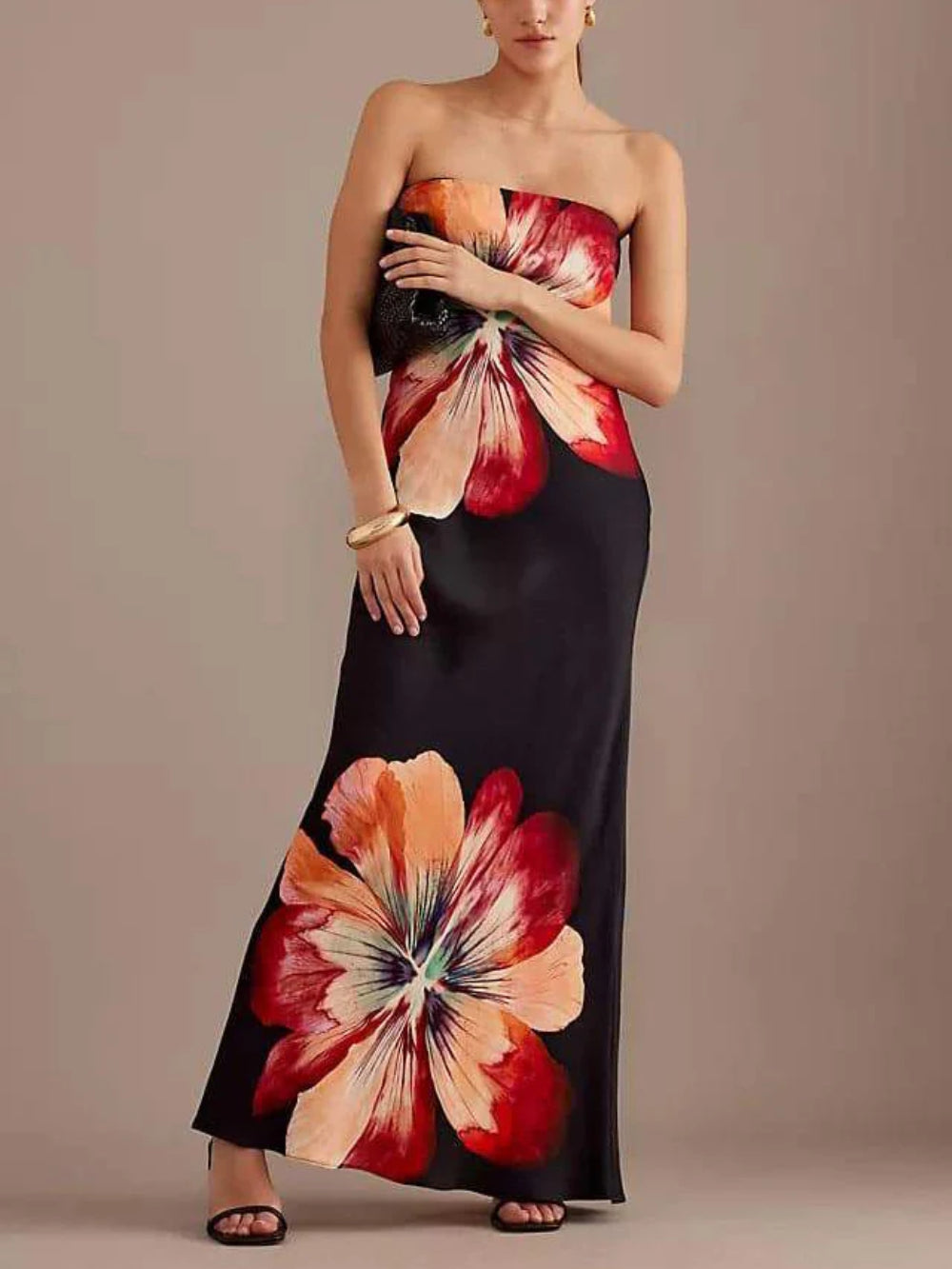 Fashionable Printed Sexy Tube Top Slim Midi Dress