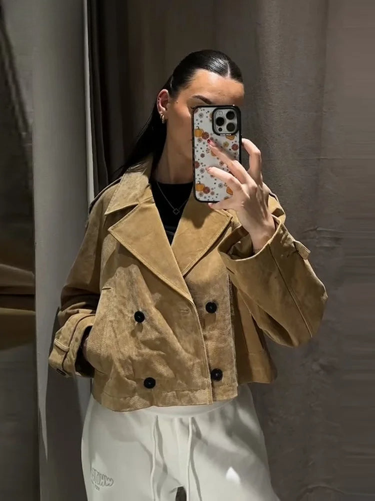 Khaki Double-Breasted Jacket