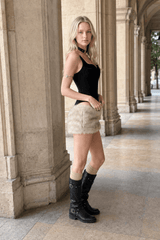Solid Color Backless Tube Fleece Two Piece Set