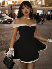 Elegant One-Shoulder Bow Detail Mini Dress