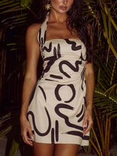 Abstract Print Statement Halter Neck Dress