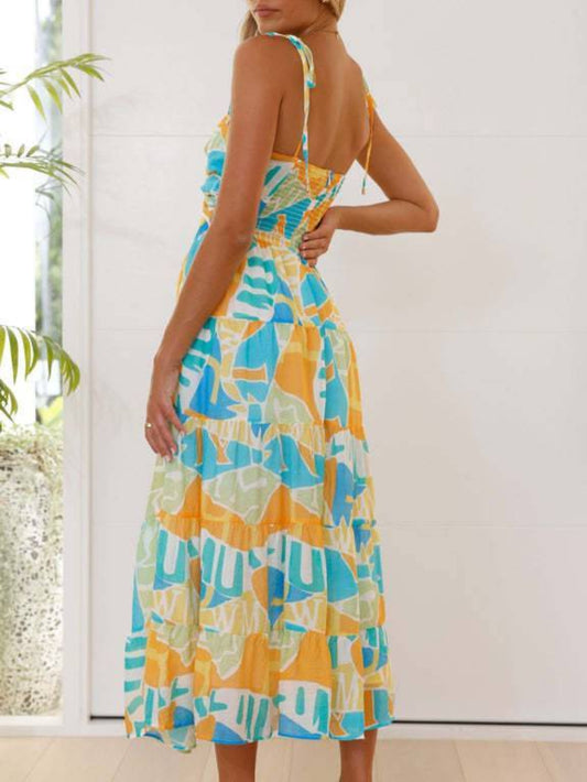 Printed Suspender Dress