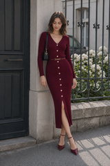 Long Sleeve Button Sweater Dress