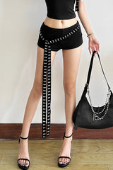 Chic Asymmetric Shoulder Slim Shorts Two Piece Set