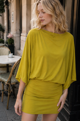 Chic Back Deep V Cowl Neck Loose Mini Dress