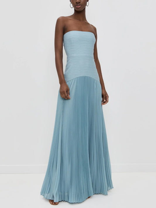 Elegant Wrap-Breasted Pleated Maxi Dress