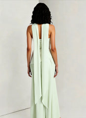 Solid Bustier High Slit Formal Dress