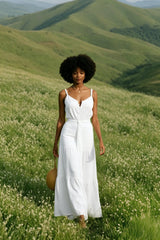 DressBetty - Elegant V Neck Tunic Ruffles Maxi Dress