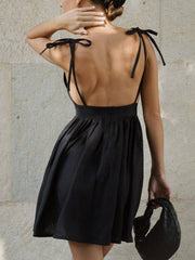 Backless Suspender High Waist Mini Dress