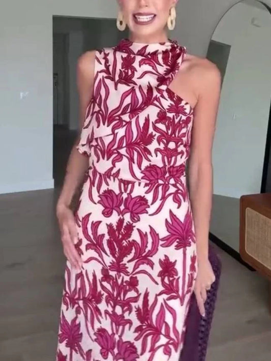 Sexy Fashion One-Shoulder Floral Dress