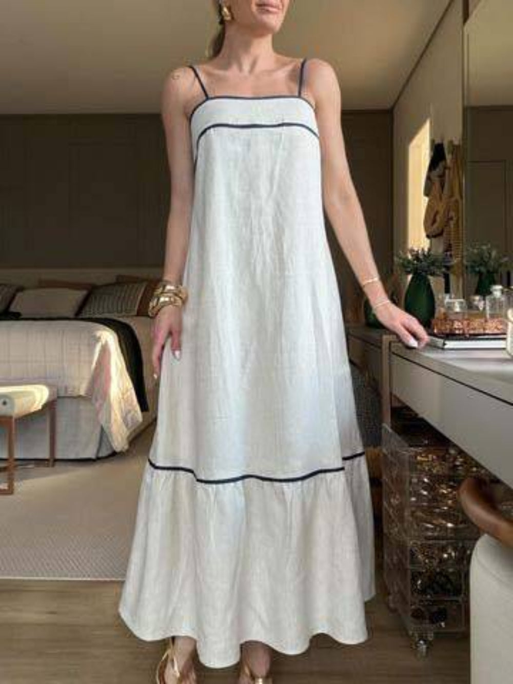 Cami Sweet Solid Color Tied Dress