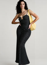 Polka Dot Cami Cutout Slim Maxi Dress