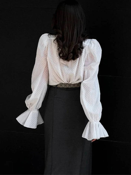 Puff Sleeve Jacquard Blouse