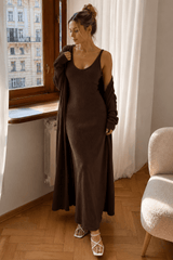 Solid V Neck Cotton Knit Bodycon Two Piece Set