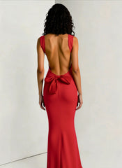Bow Back Spaghetti Strap Formal Dress