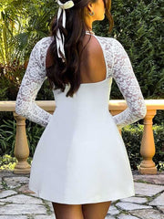 Elegant Sequin Panel Long Sleeve Dress